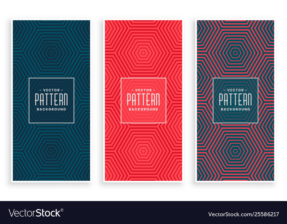 Hexagonal lines abstract pattern background set