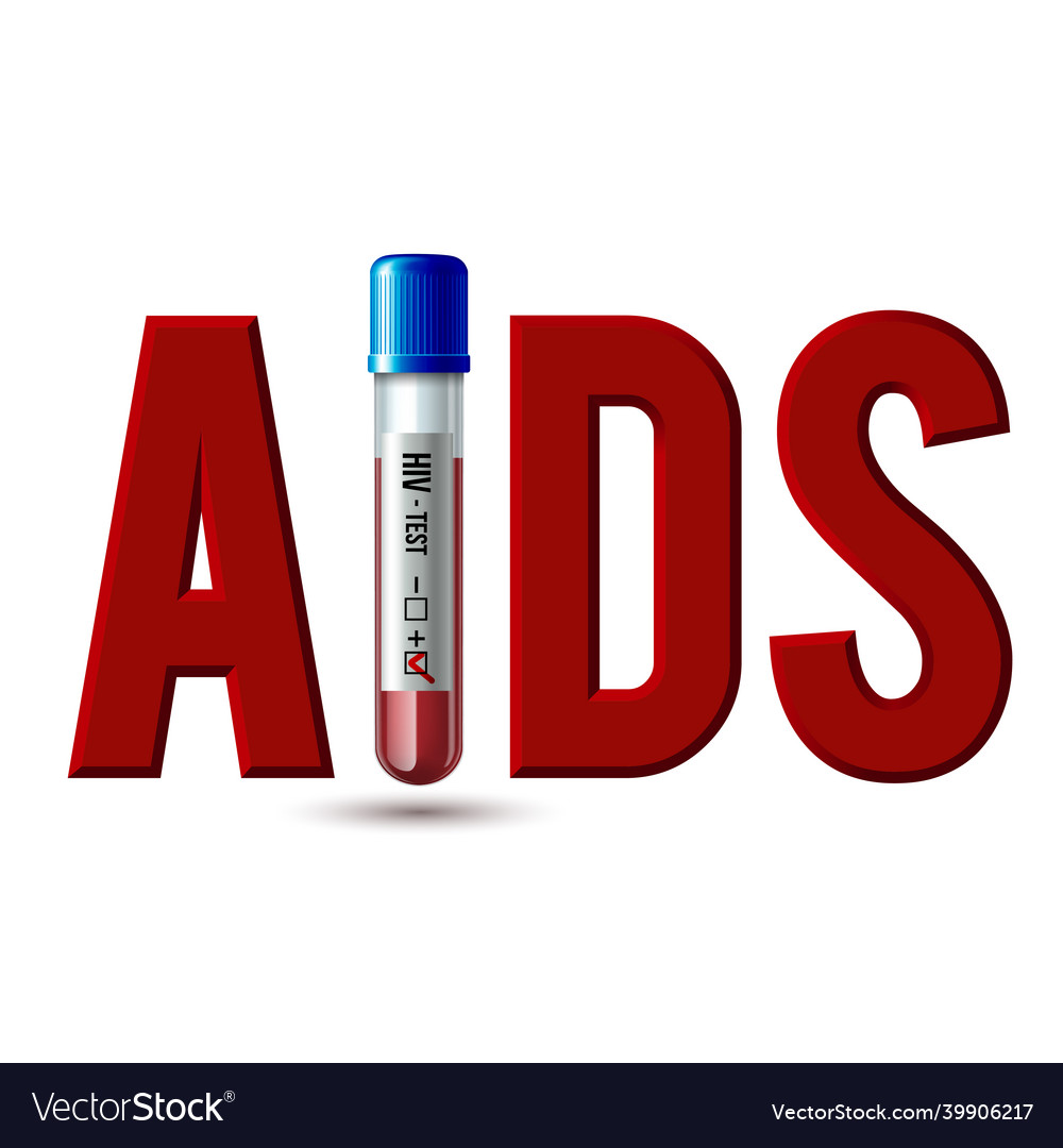 Lettering aids in a test tube with hiv test tube Vector Image