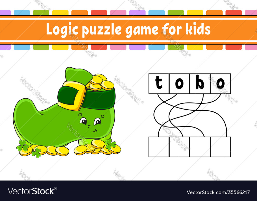 Logic puzzle game learning words for kids find vector image Logic puzzle game learning words for kids find