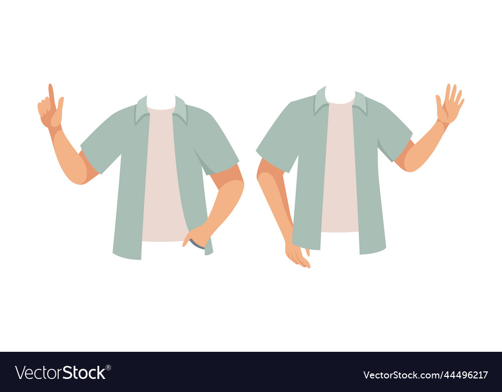 Man character with arms in shirt as constructor vector image Man character with arms in shirt as constructor
