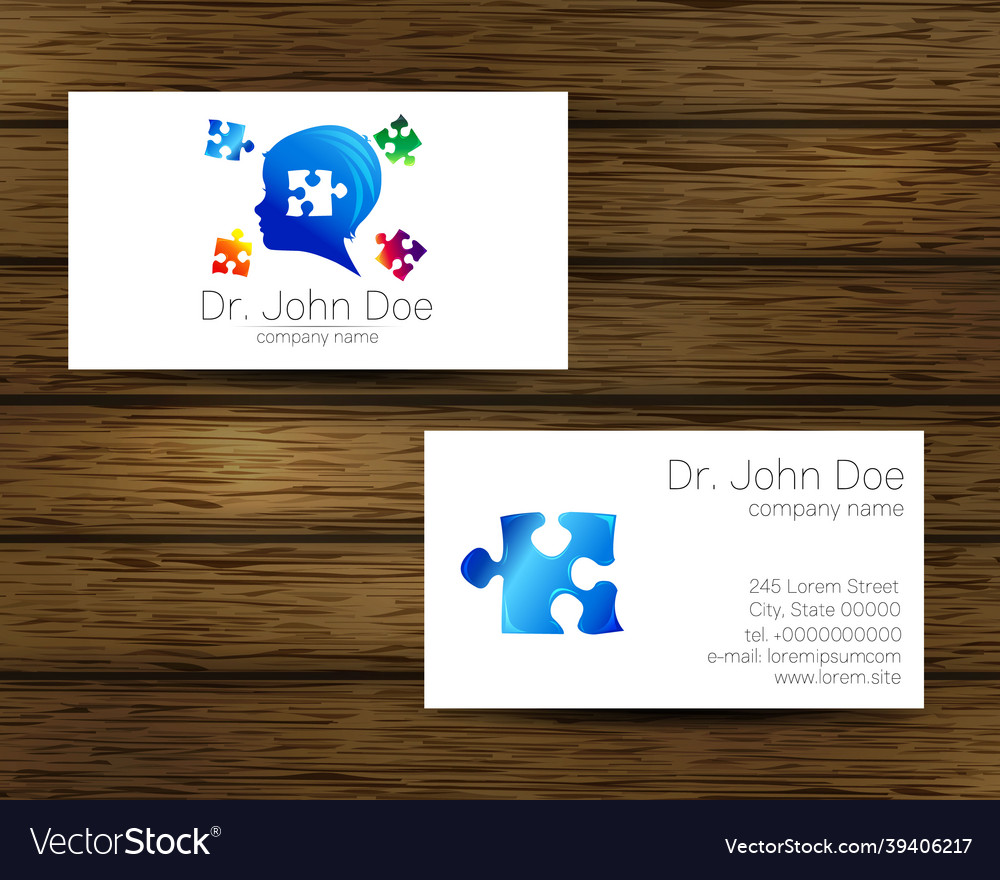 Psychology visit card puzzle autism modern