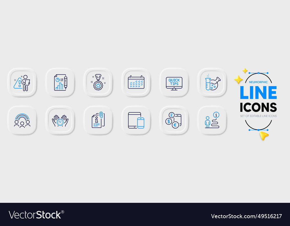 Safe time mobile devices and support line icons