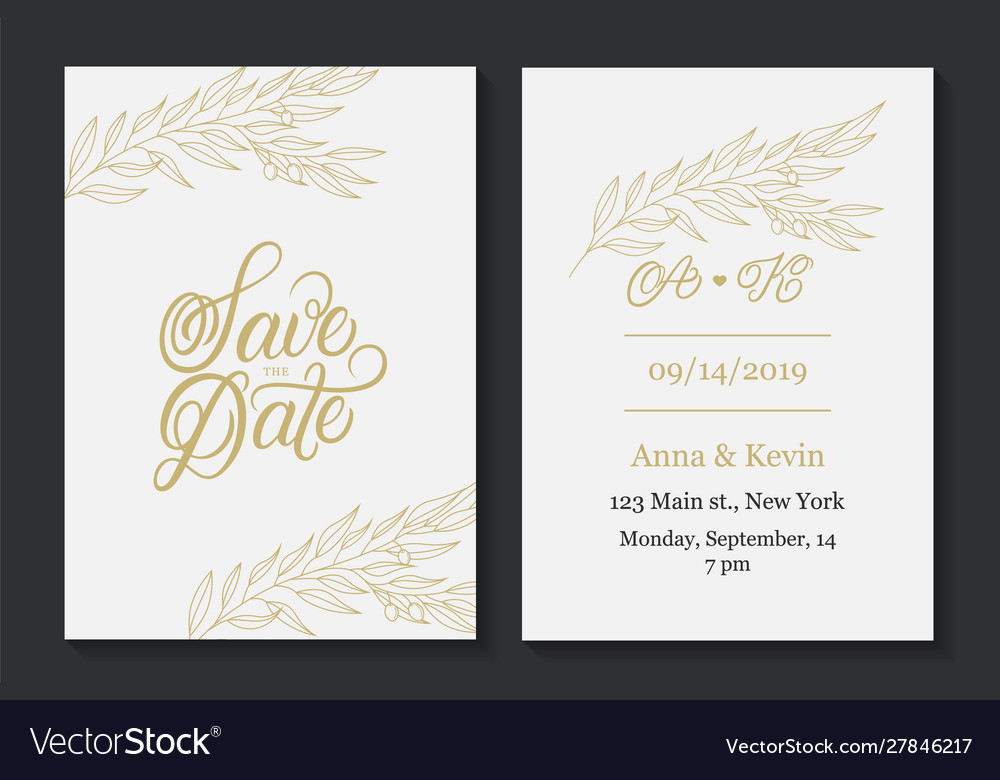 Save Date Card Template Royalty Free Vector Image