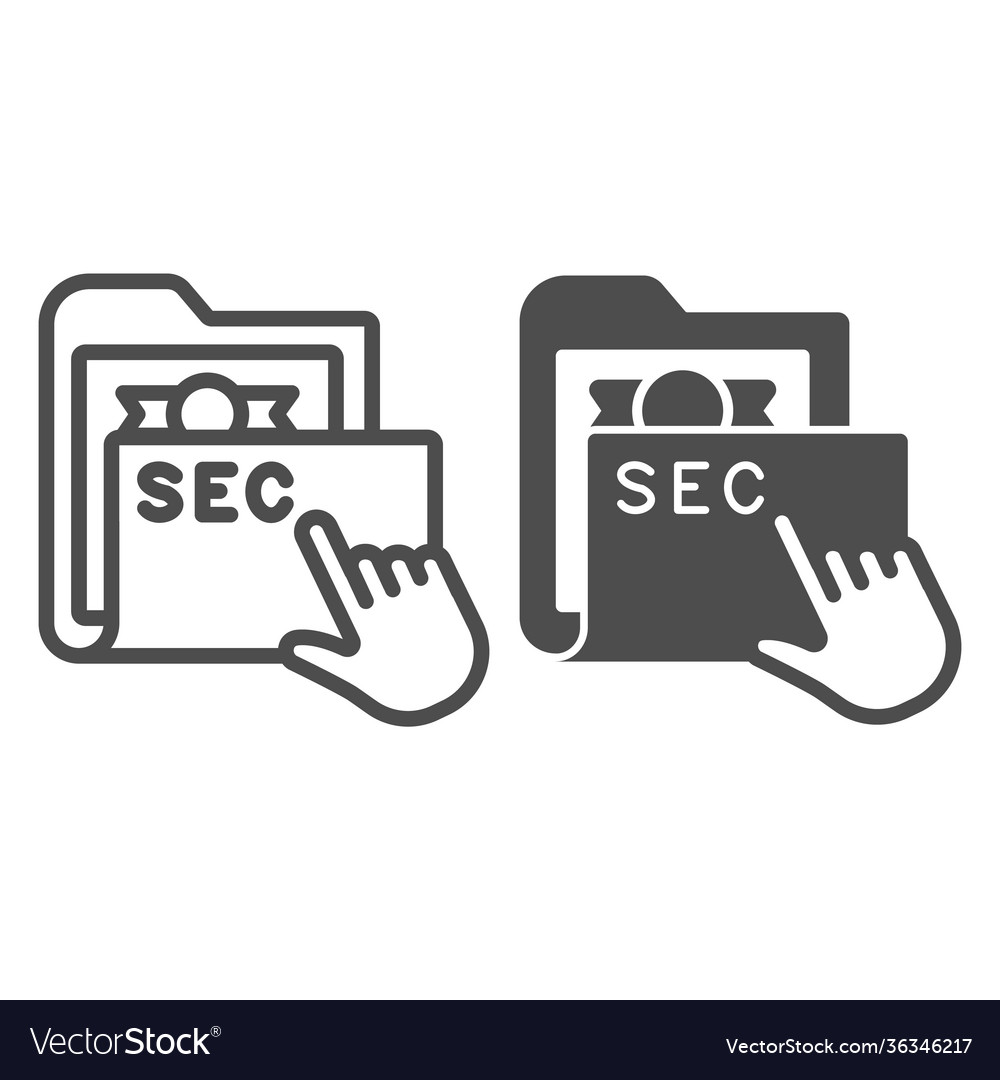 Secret folder with pointer line and solid icon vector image Secret folder with pointer line and solid icon