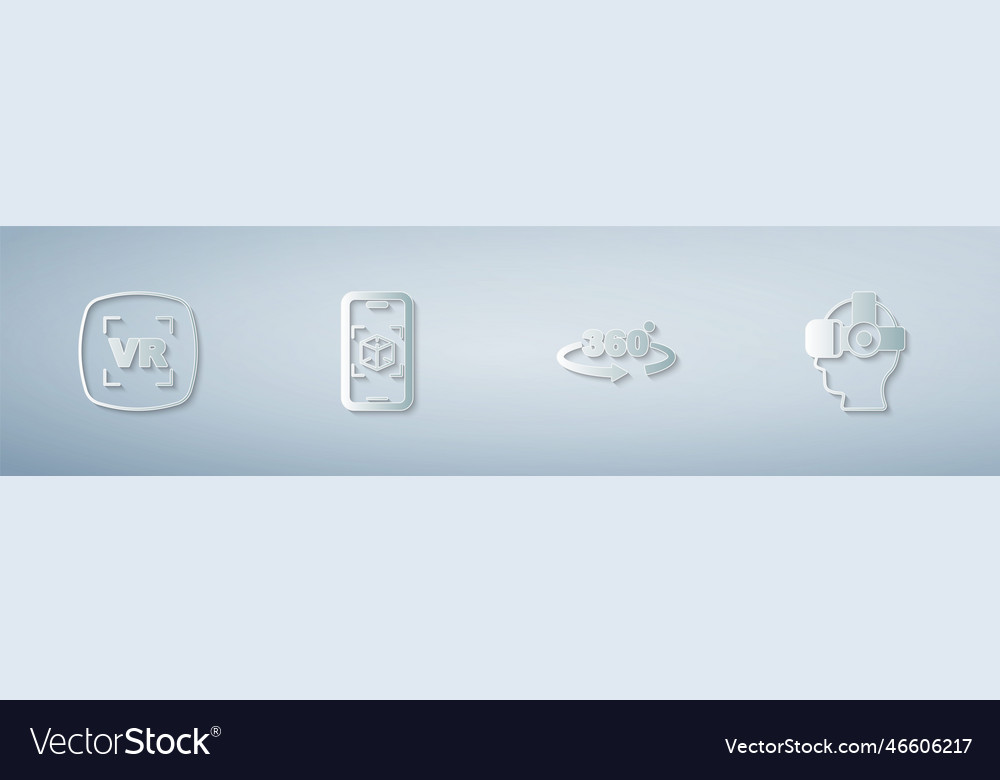 Set virtual reality 3d modeling 360 degree view vector image Set virtual reality 3d modeling 360 degree view