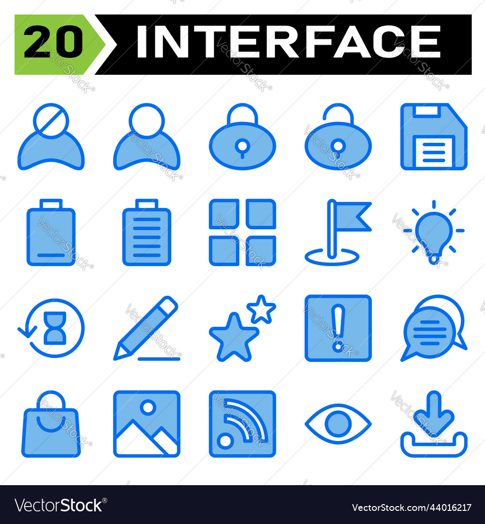 Benutzeroberfläche Icon-Set enthalten block avatar vector image Benutzeroberfläche Icon-Set enthalten block avatar
