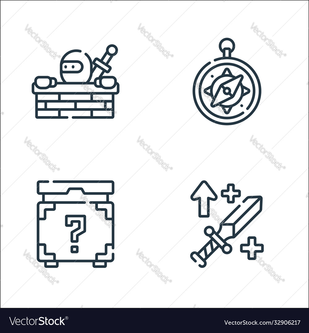 Videogame line icons linear set quality Vector Image Videogame line icons linear set quality
