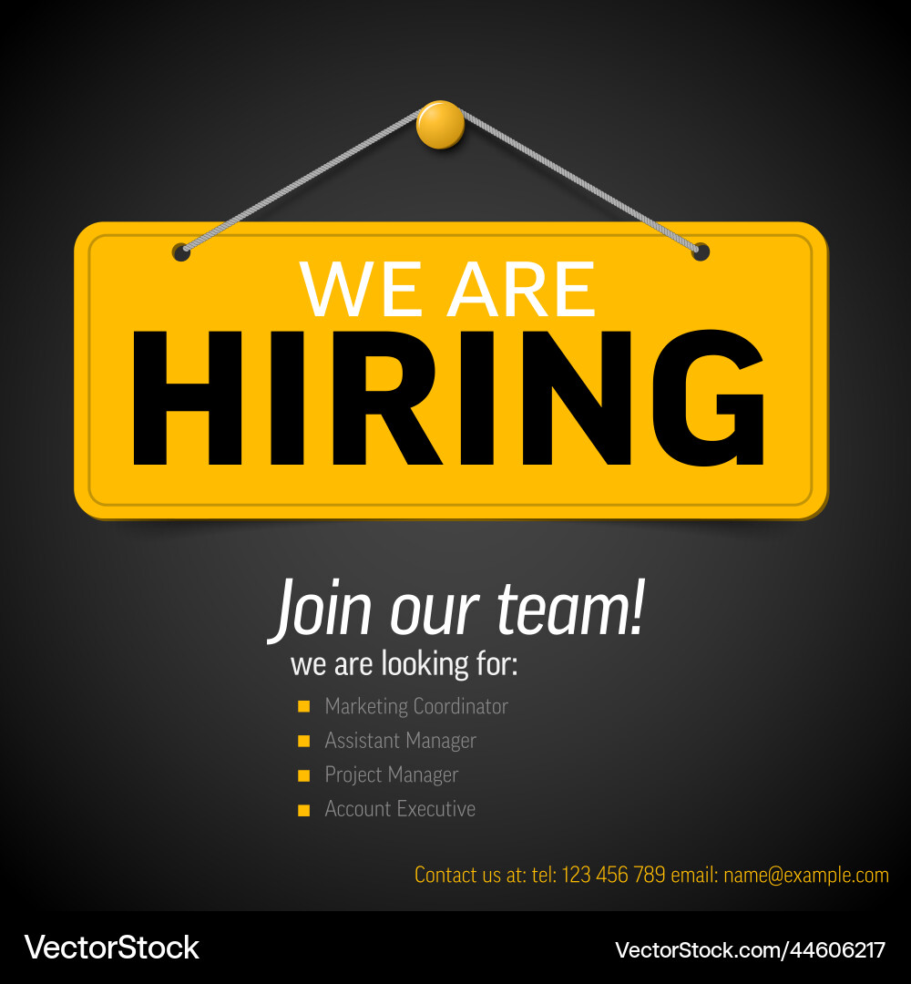 We are hiring minimalistic dark flyer template Vector Image
