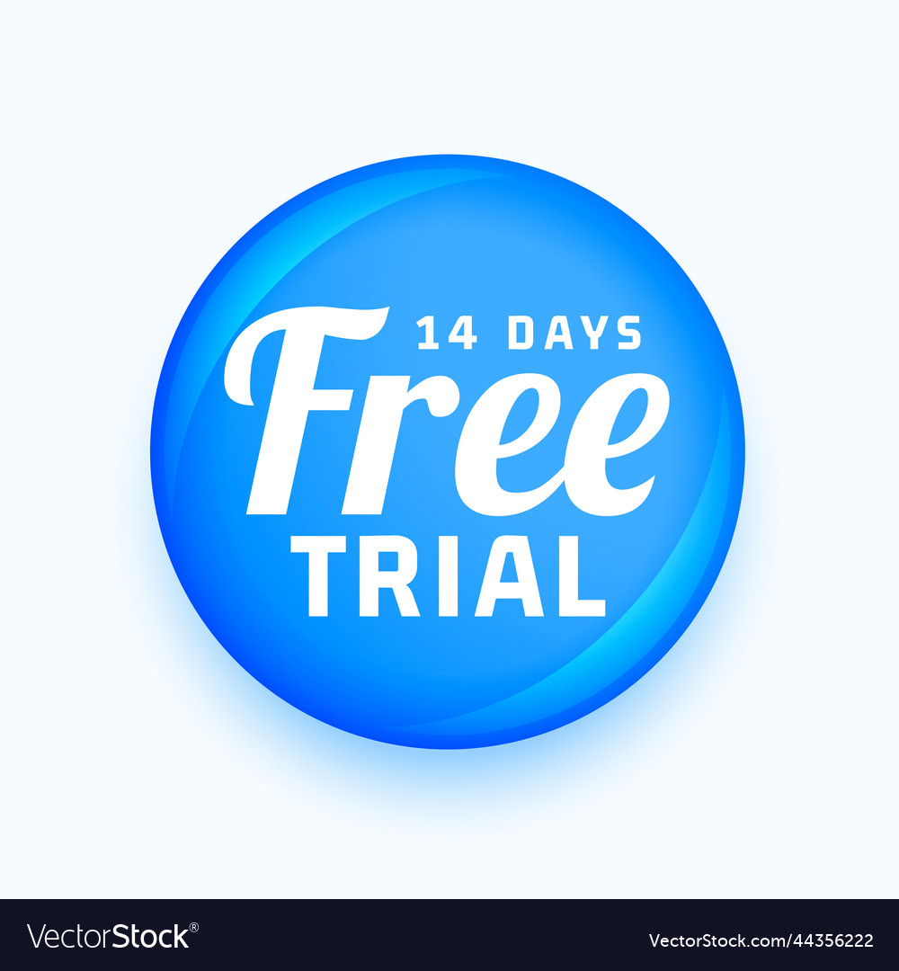 14 days free trial blue shiny button label