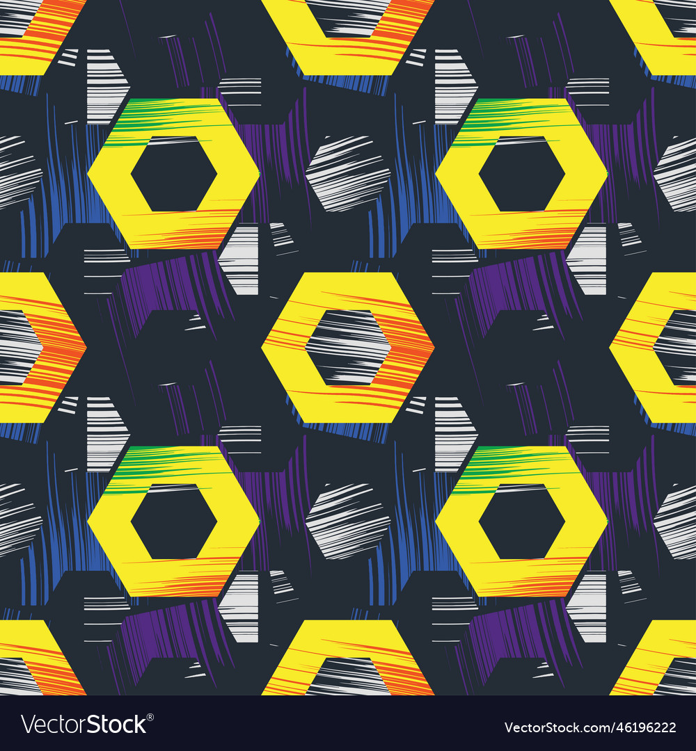 Broken hexagons pattern vector image Broken hexagons pattern