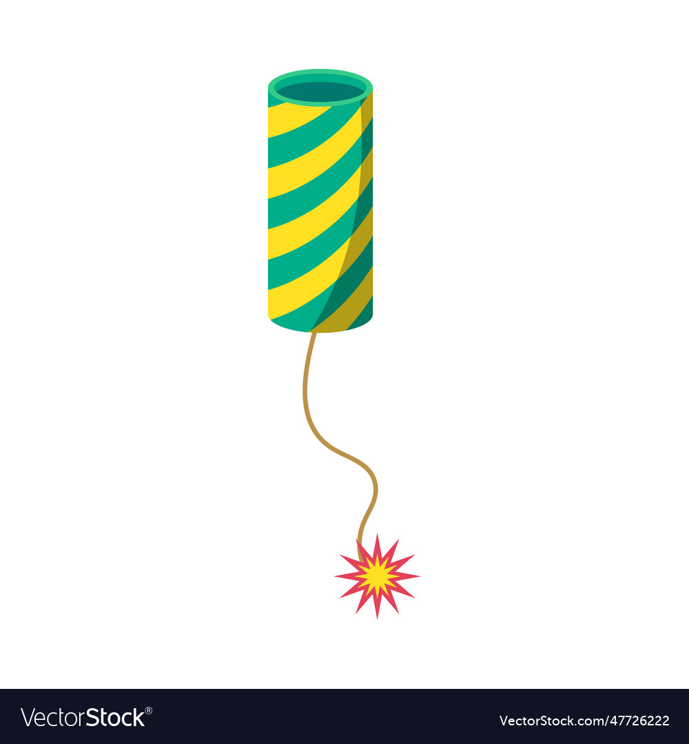 Cartoon color firecracker or pyrotechnics rocket