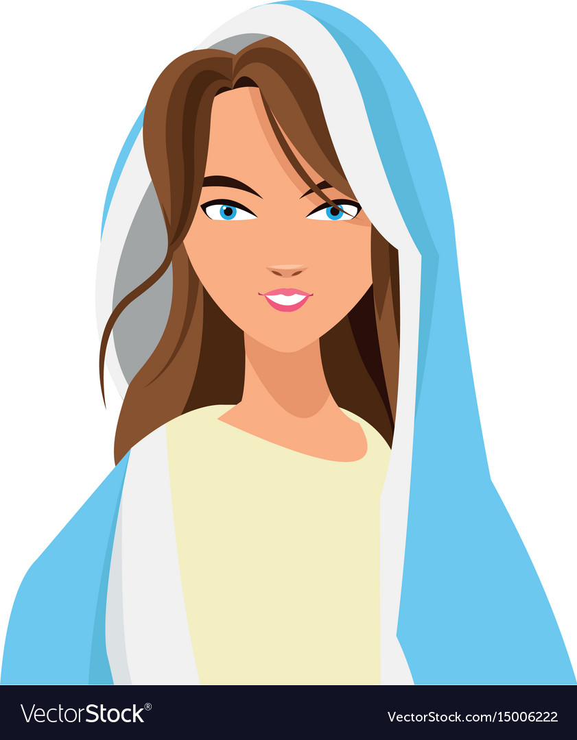 Cartoon cute virgin mary character nativity design