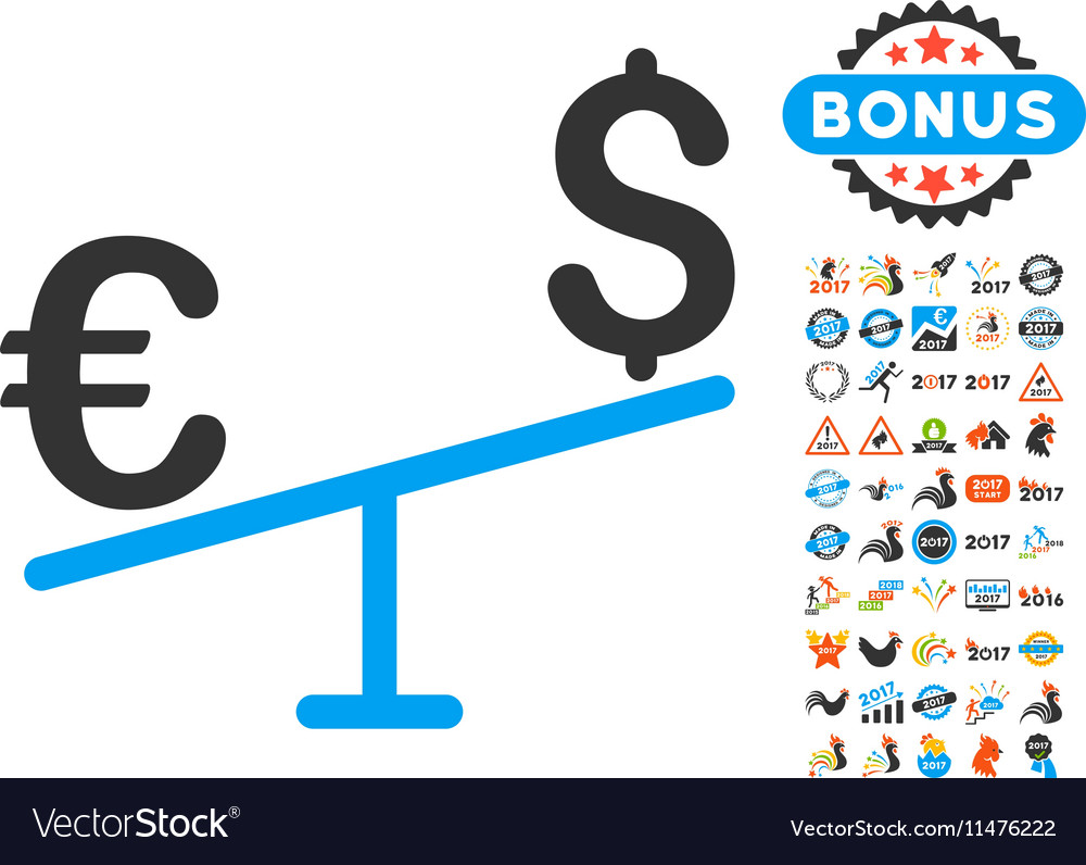 Euro dollar swing icon with 2017 year bonus