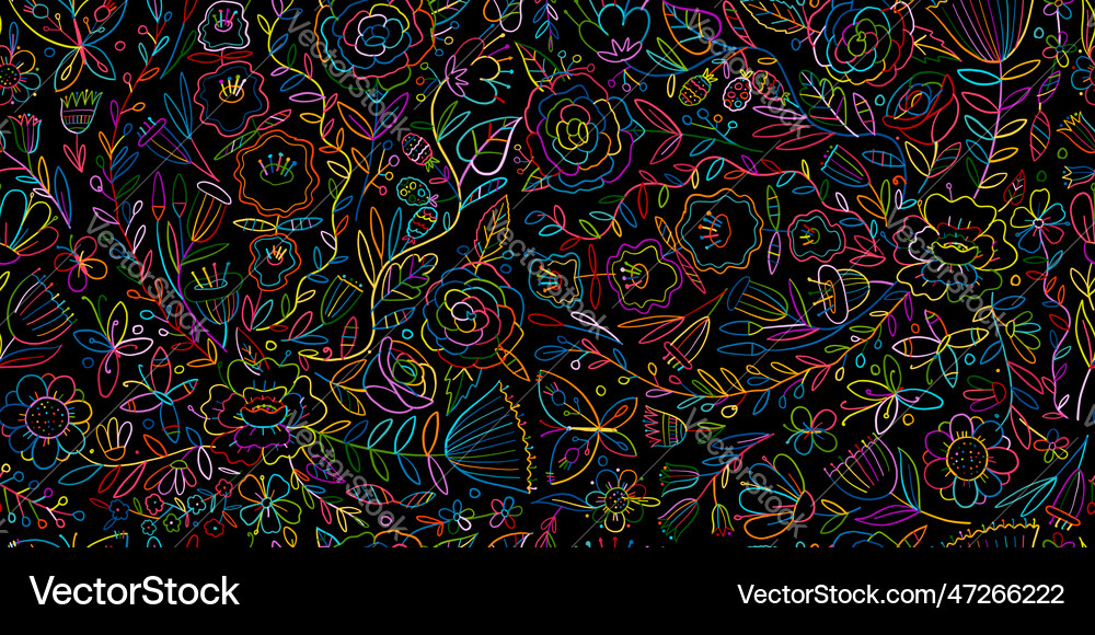 Floral garden spring concept background seamless Vector Image