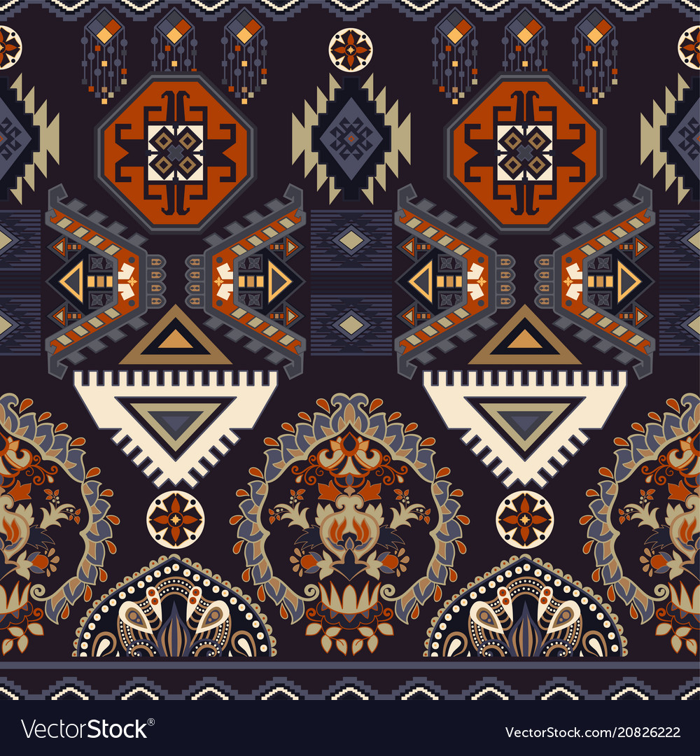 Folk ornamental seamless pattern geometric ethnic vector image Folk ornamental seamless pattern geometric ethnic