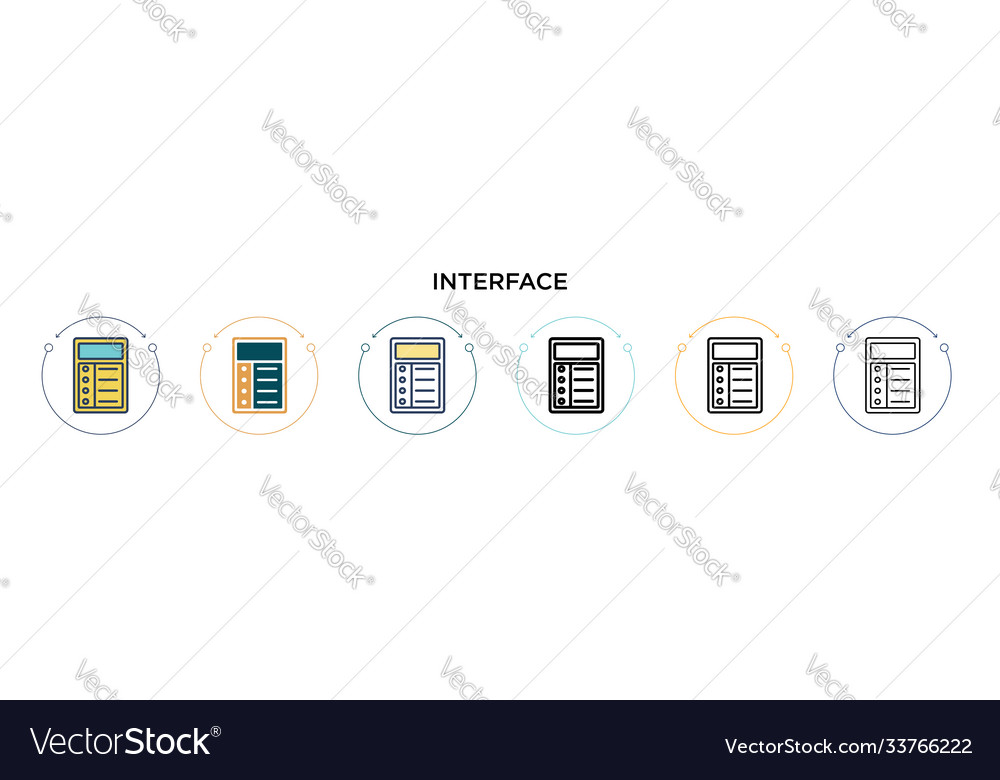 Interface icon in filled thin line outline