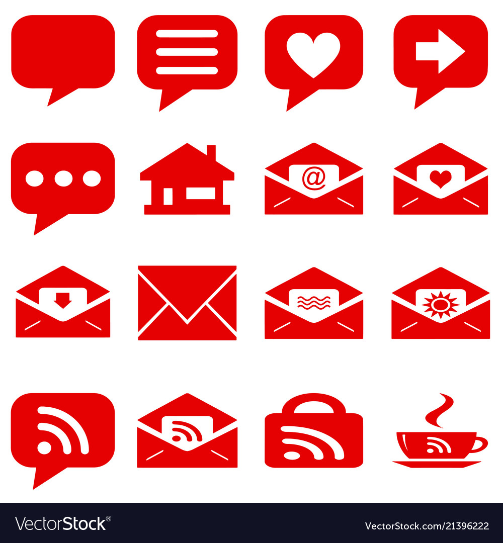Internet icons set - website red buttons