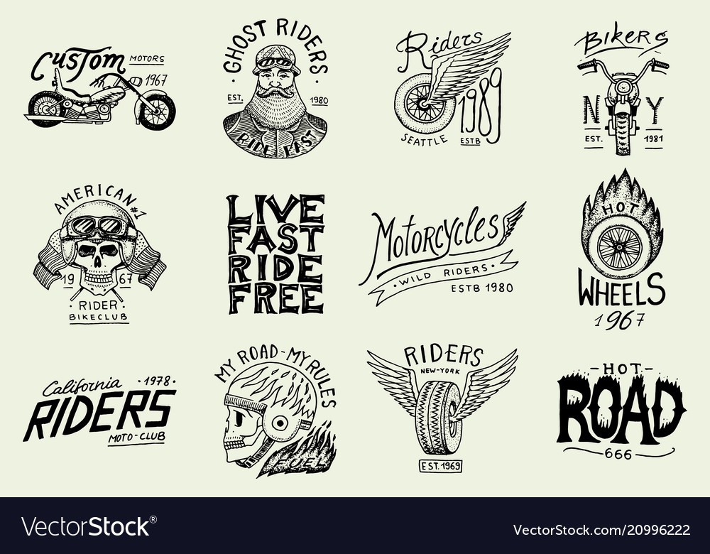 Motorcycles and biker club templates vintage Vector Image