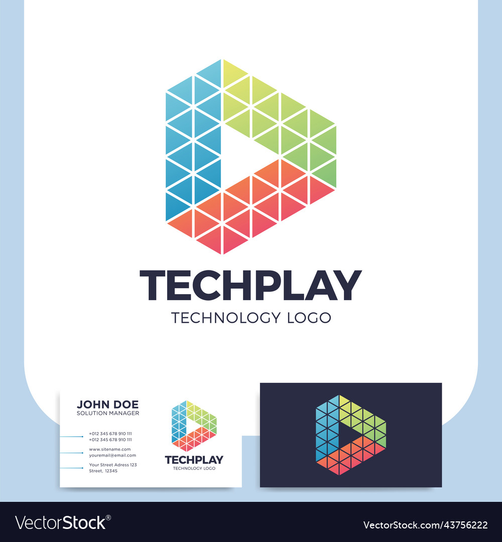 Multicolor triangle shape media play button logo