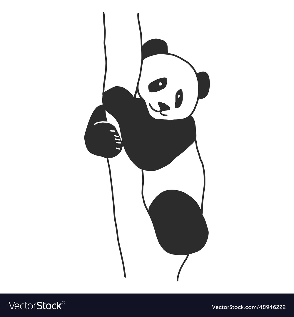 Panda hugging tree