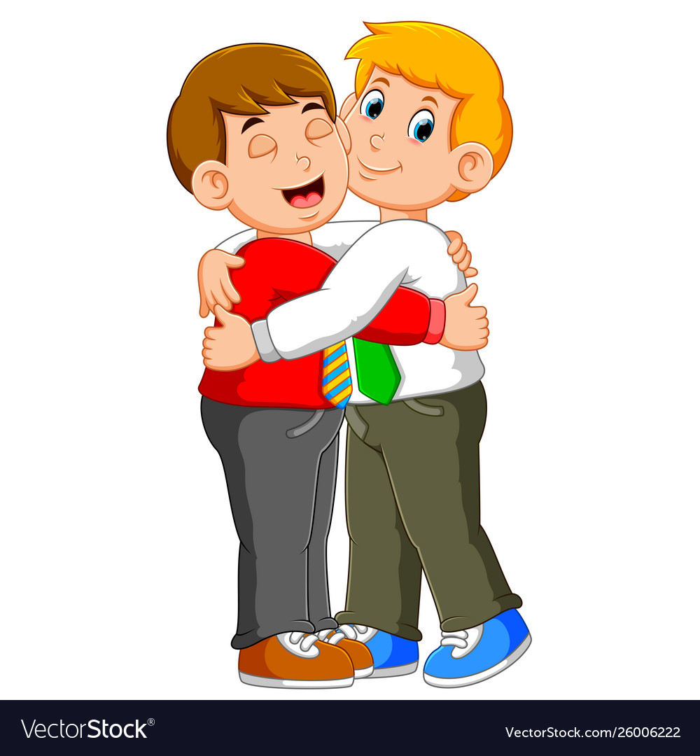 Partners businessman in formal wear giving a hug Vector Image