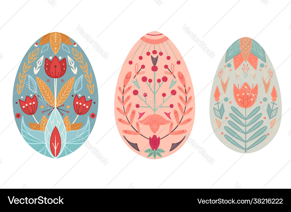 Set easter eggs flat a festive Royalty Free Vector Image