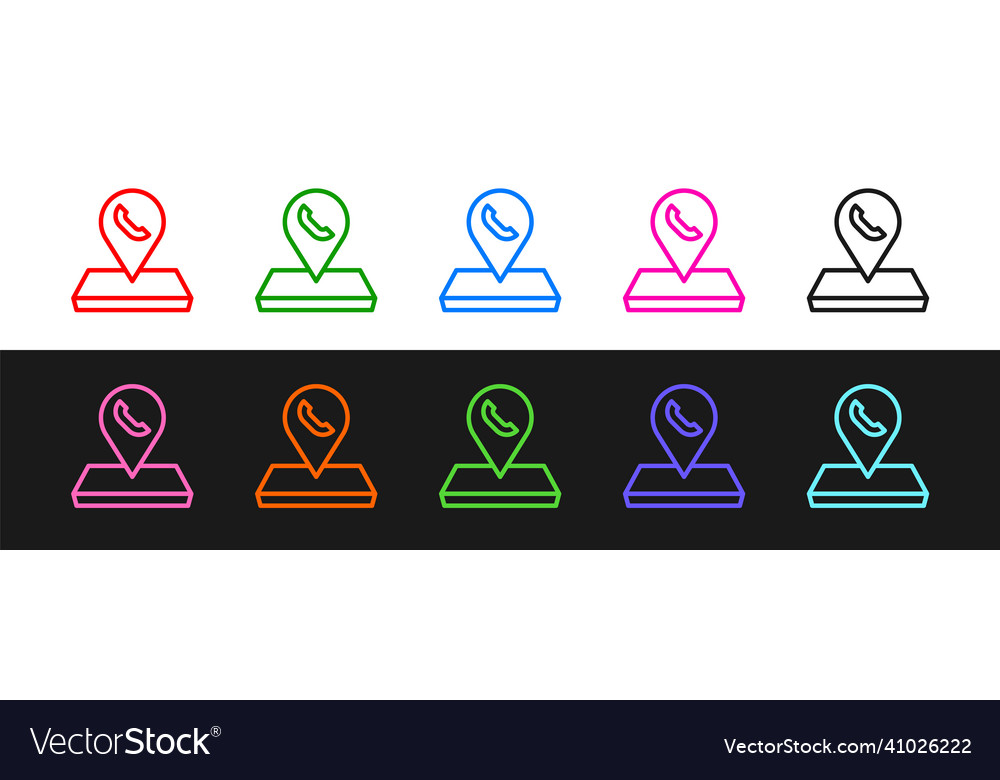 Set line map pointer with telephone vector image Set line map pointer with telephone