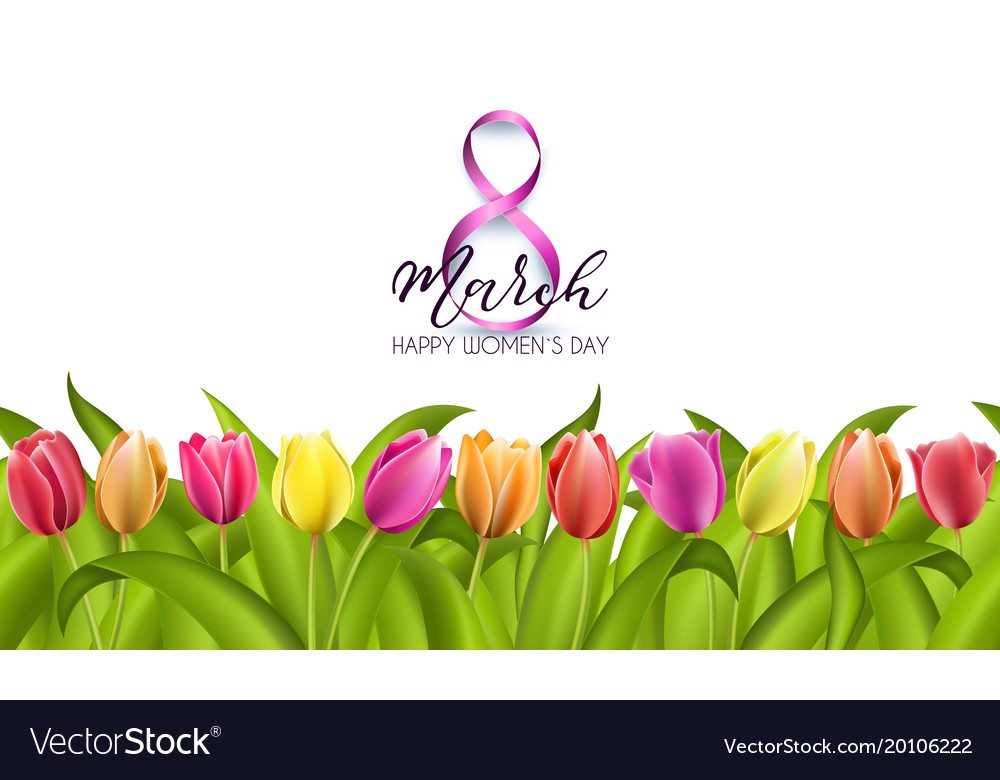 Spring text with tulip flower