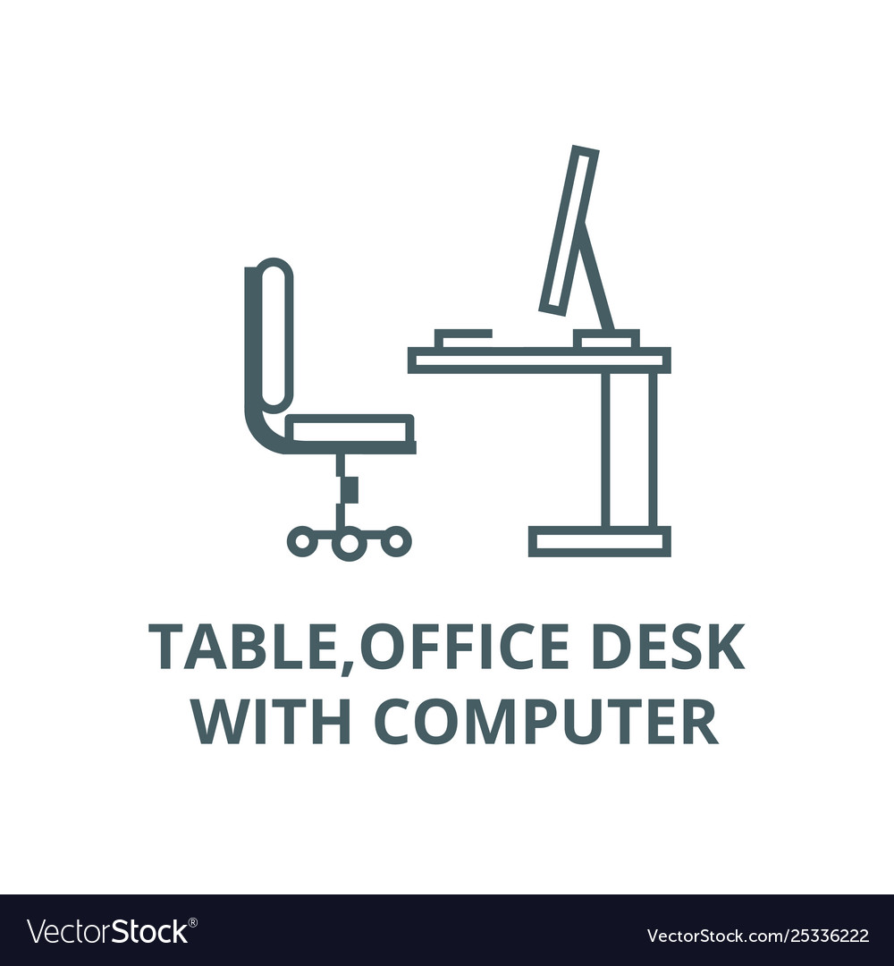 Tableoffice desk with computer sideview vector image Tableoffice desk with computer sideview