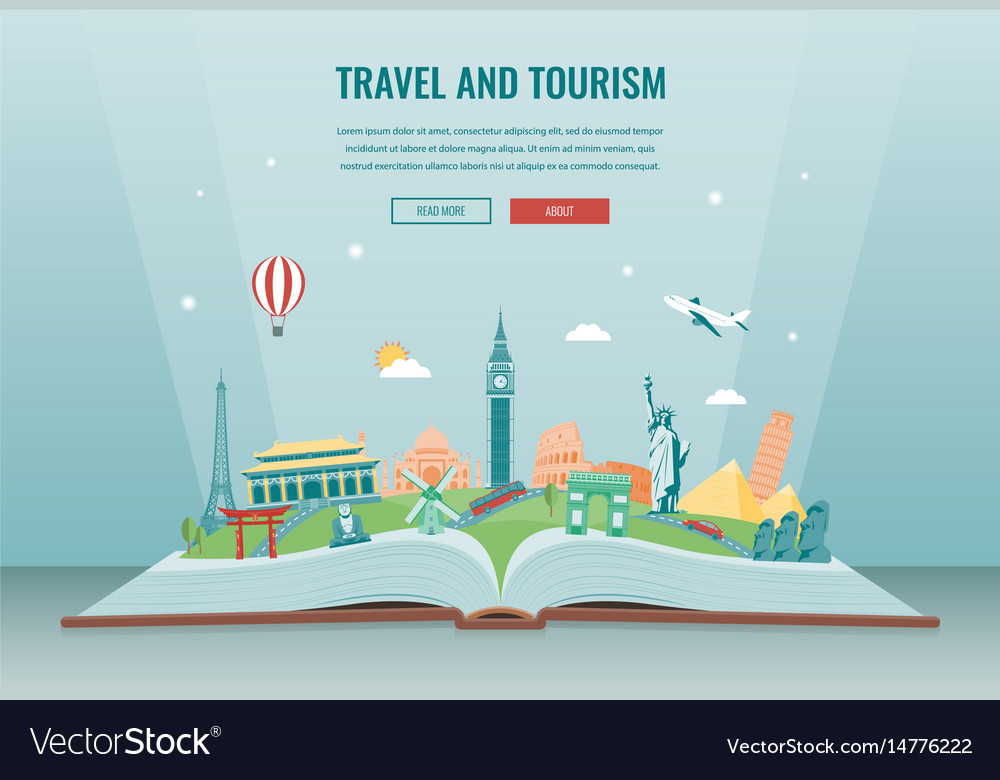 Travel composition with famous world landmarks