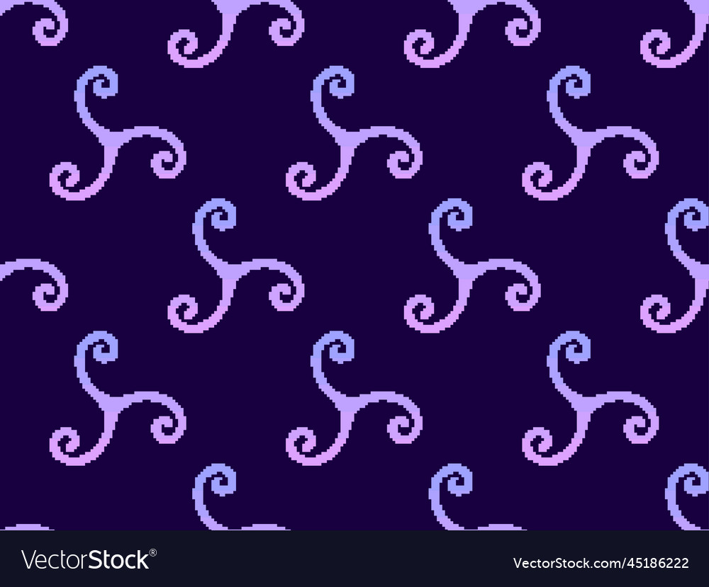 Triskele symbol in pixel style seamless pattern vector image Triskele symbol in pixel style seamless pattern