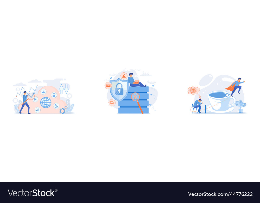 Two users searchig for big data in the cloud Vector Image Two users searchig for big data in the cloud