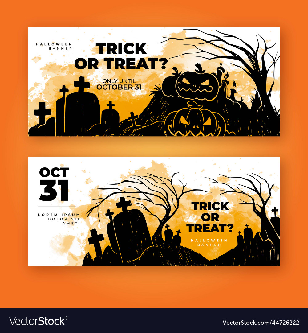 Aquarell Kürbisse Halloween Banner Design vector image Aquarell Kürbisse Halloween Banner Design