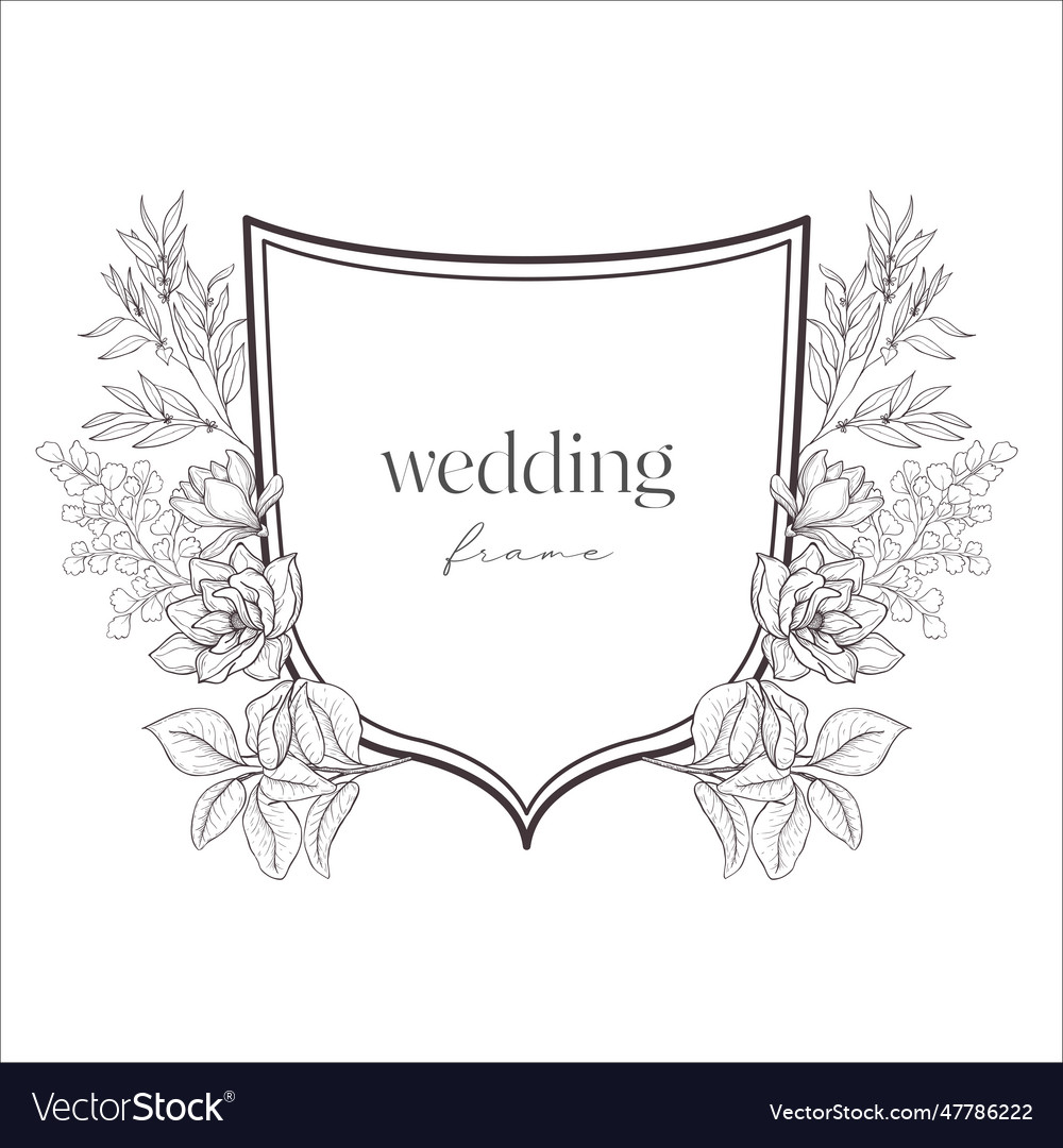 Wedding crest with flowers on the white background vector image Wedding crest with flowers on the white background