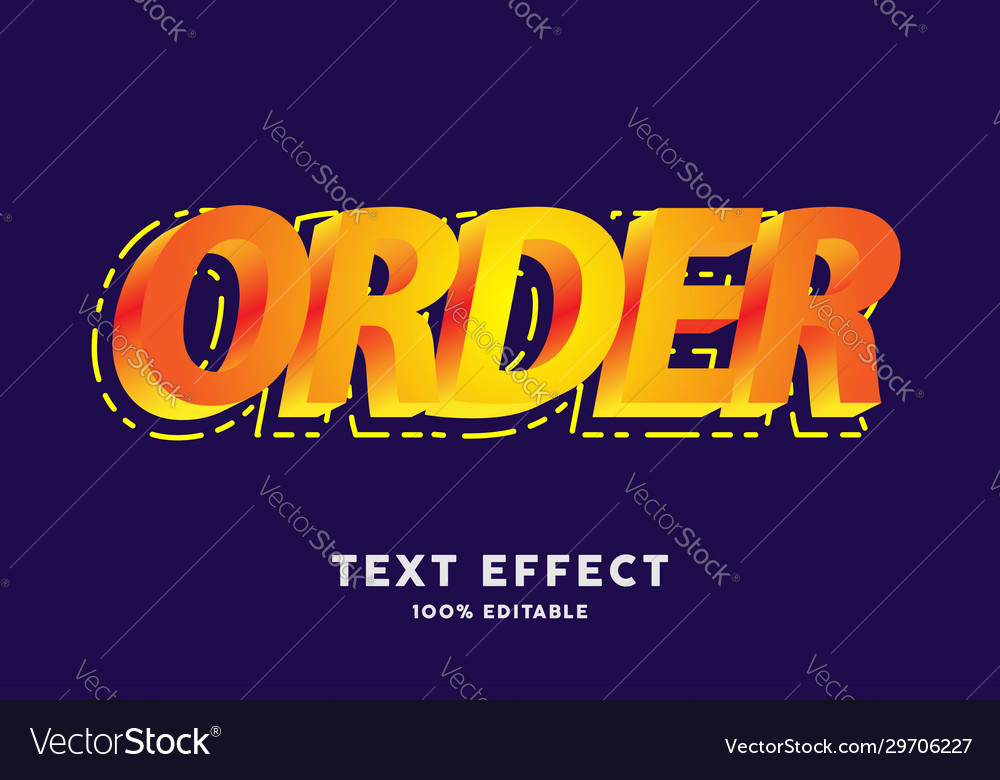 3d red yellow with dashed outline text effect