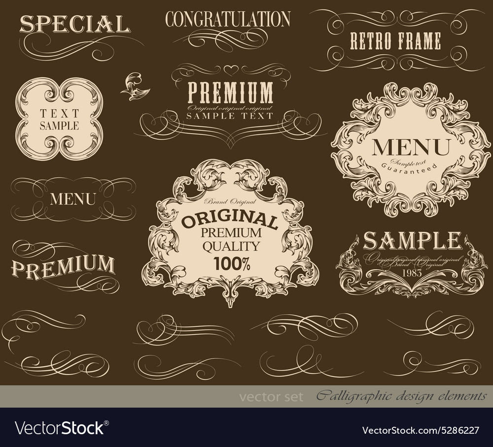 Calligraphic design elements Royalty Free Vector Image