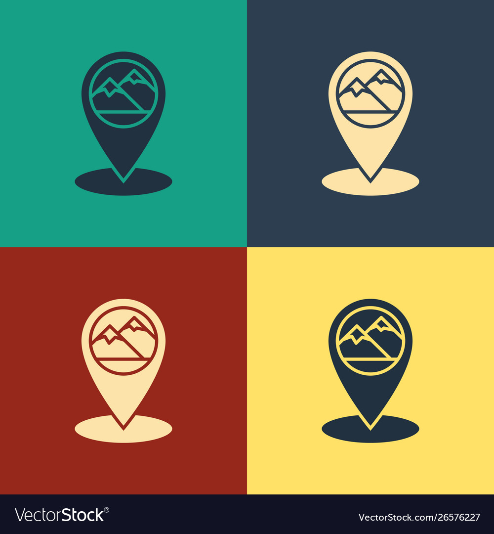 Color map pointer with mountain icon isolated vector image Color map pointer with mountain icon isolated