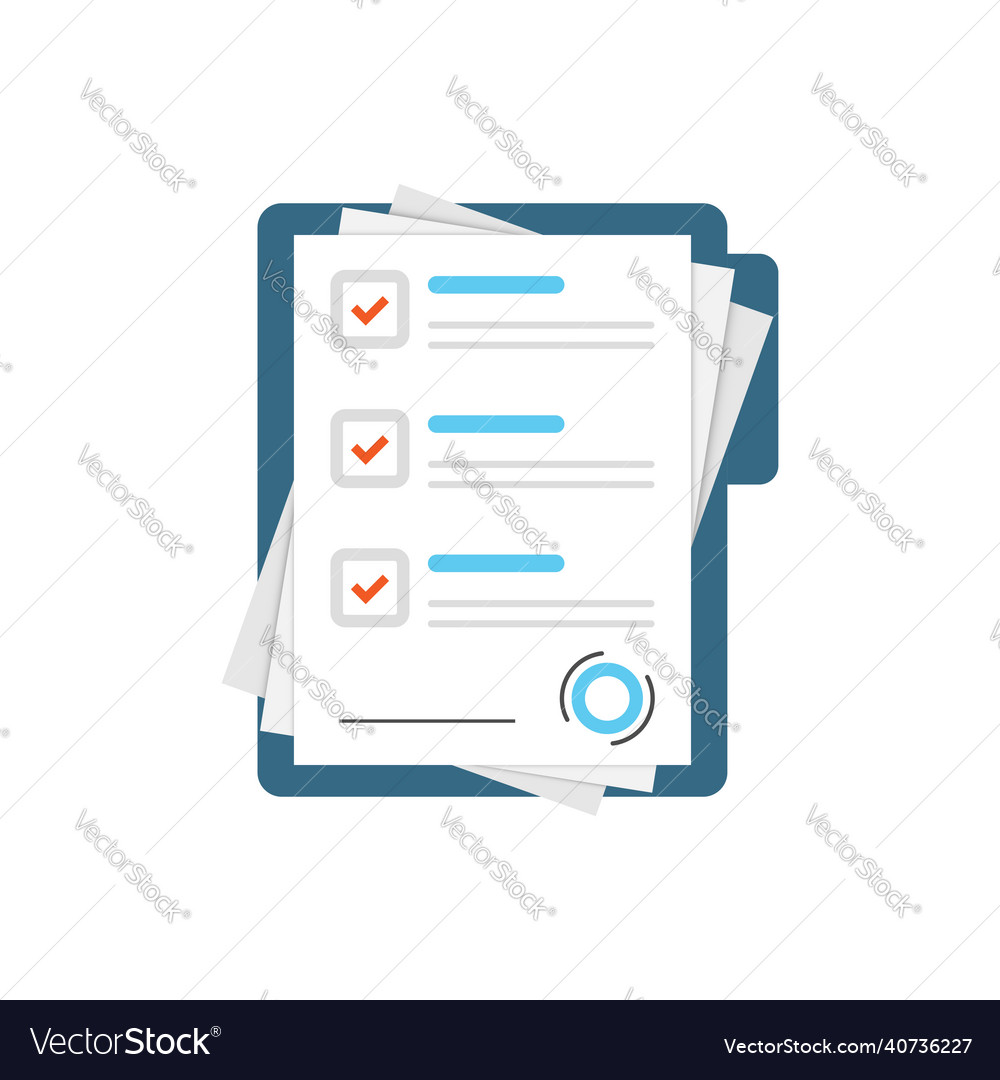 Contract document icon in flat style report vector image Contract document icon in flat style report