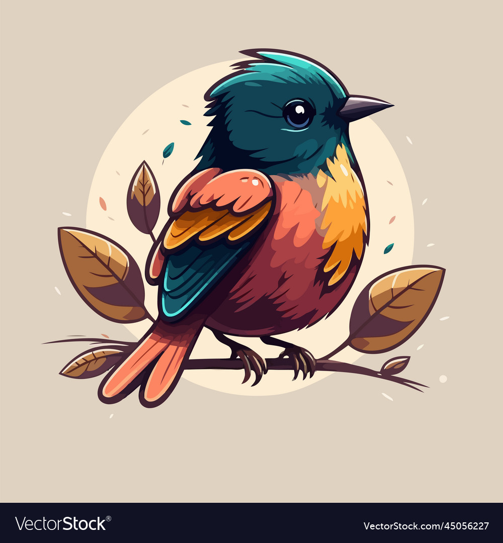 Cute little bird cartoon animal for logo Vector Image