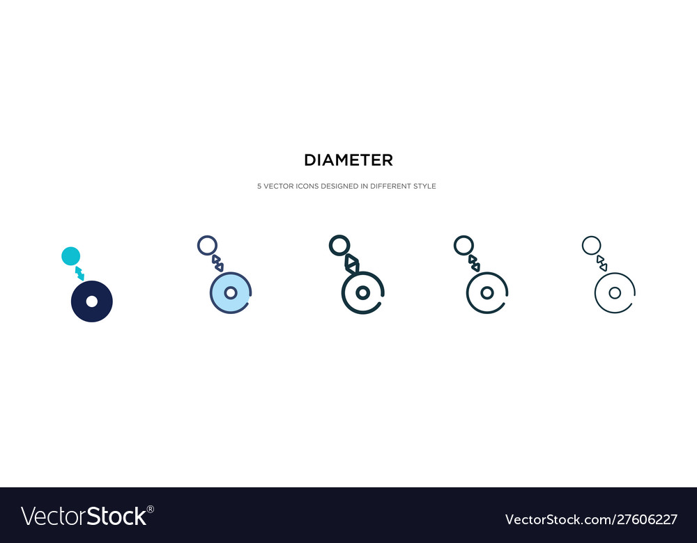 Diameter icon in different style two colored