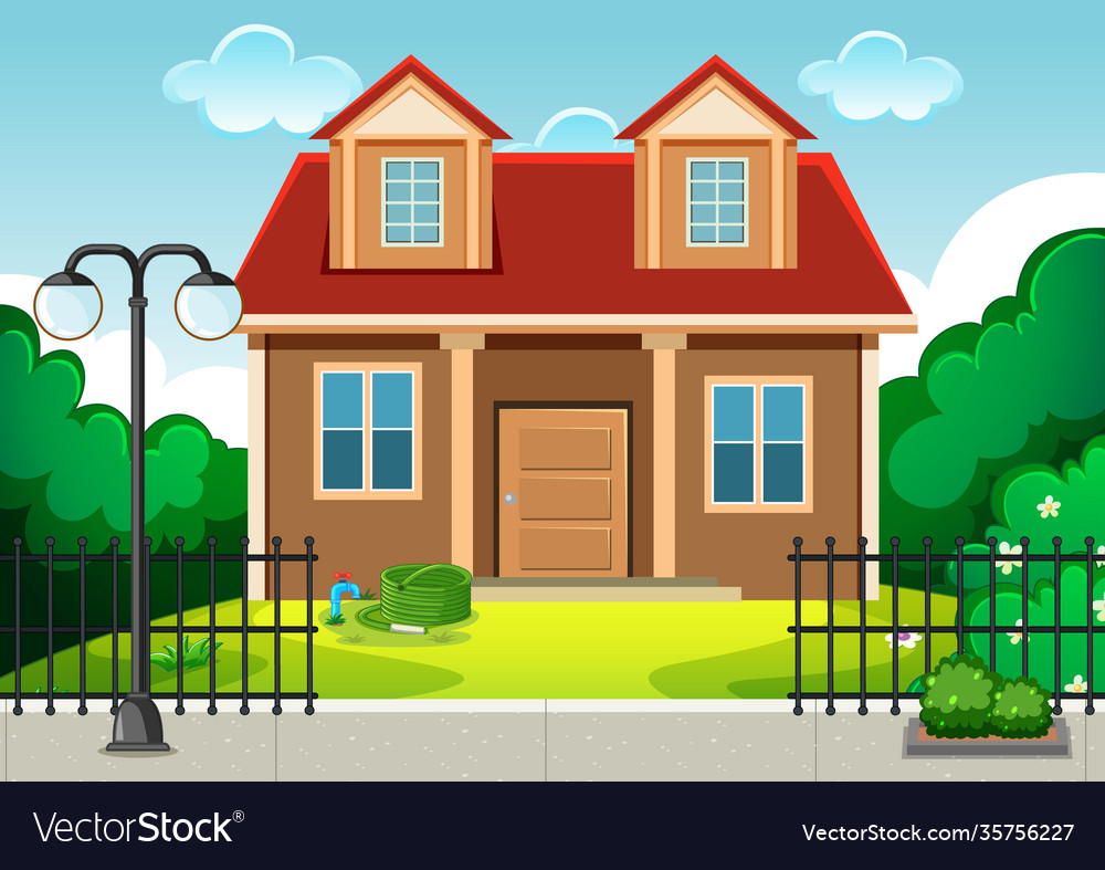 Empty scene with home building in nature