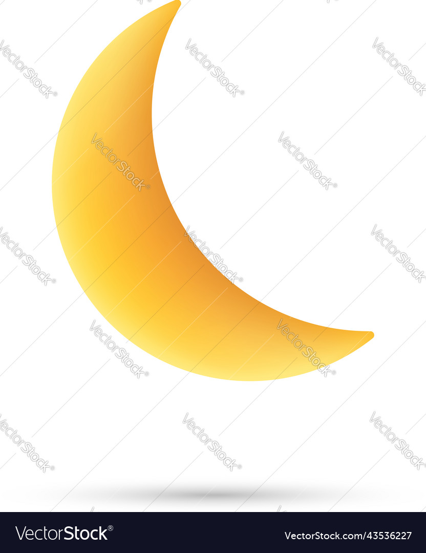 Half month and stars yellow realistic 3d symbol Vector Image