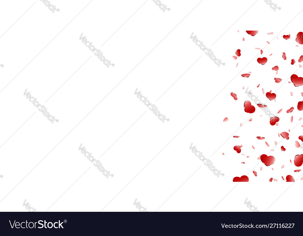 Heart falling confetti isolated white background Vector Image