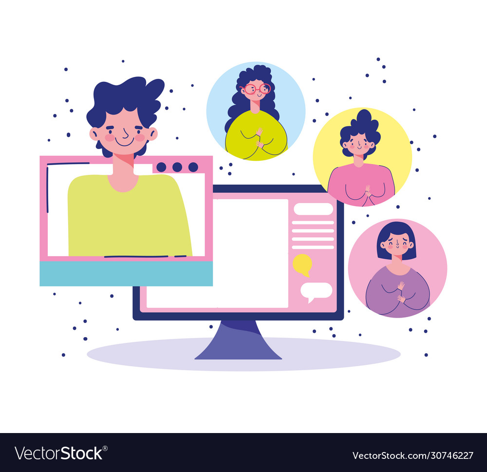 Meeting online people teamwork audience company Vector Image