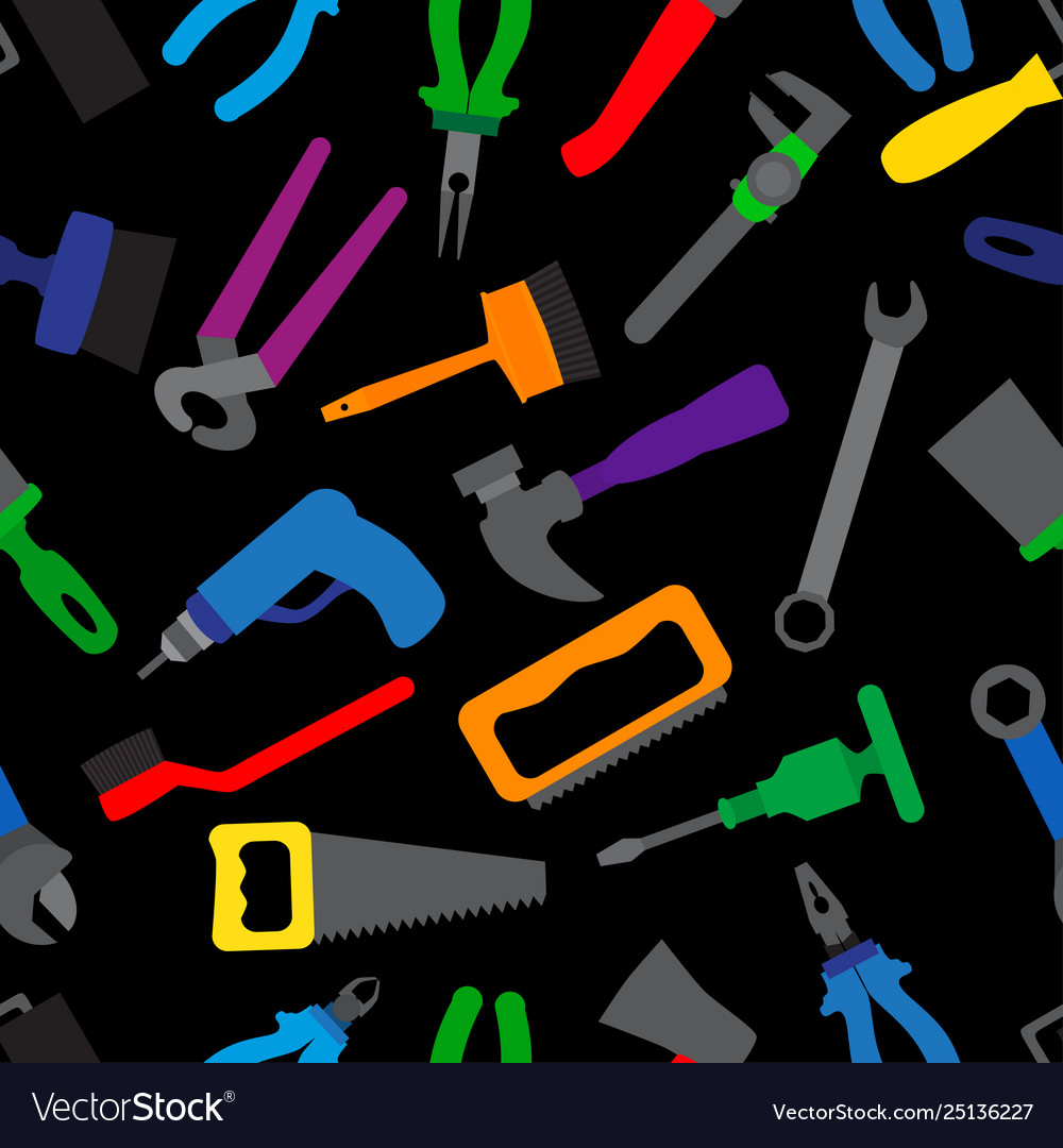 Nahtloses Muster mit Instrumenten und Werkzeugen Vector Image Nahtloses Muster mit Instrumenten und Werkzeugen