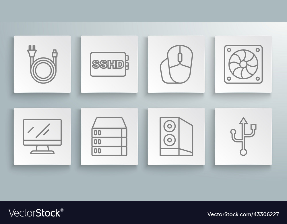 Set line computer monitor screen sshd card Vector Image Set line computer monitor screen sshd card