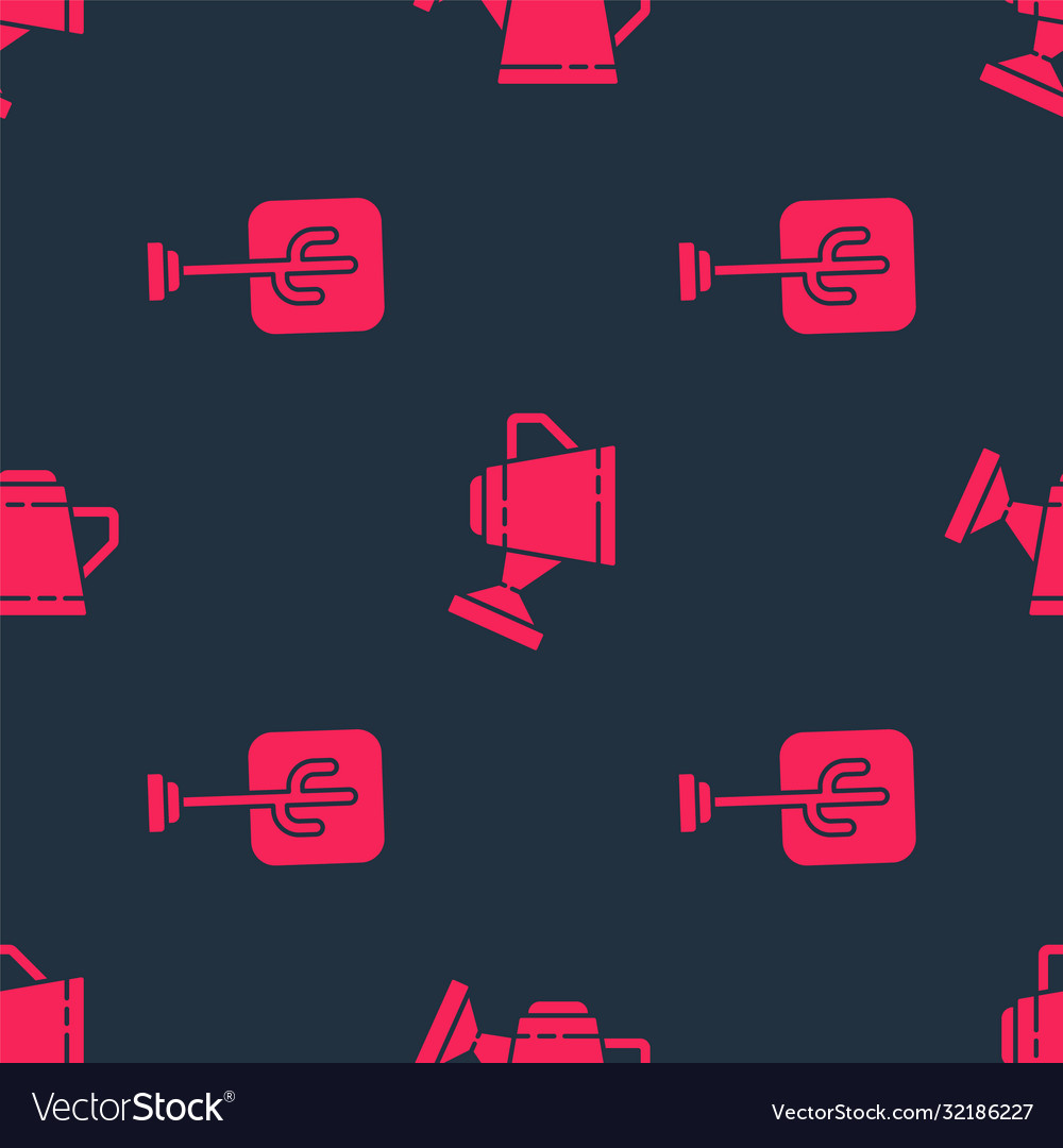 Set tree and watering can on seamless pattern vector image Set tree and watering can on seamless pattern