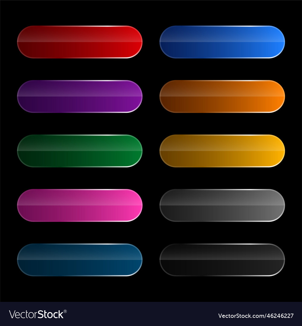 Shiny wide rounded buttons set