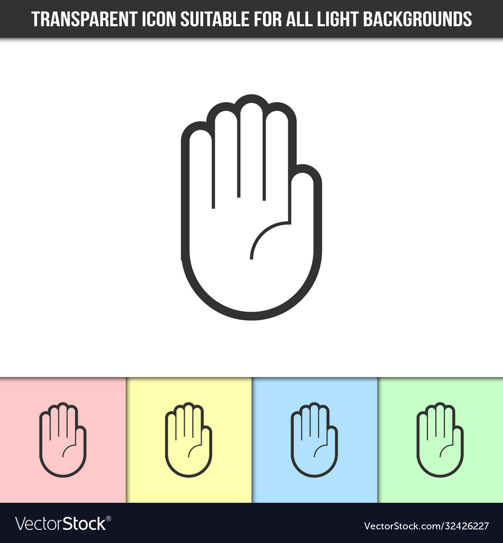 Simple Outline Transparent Stop Hand Icon Vector Image