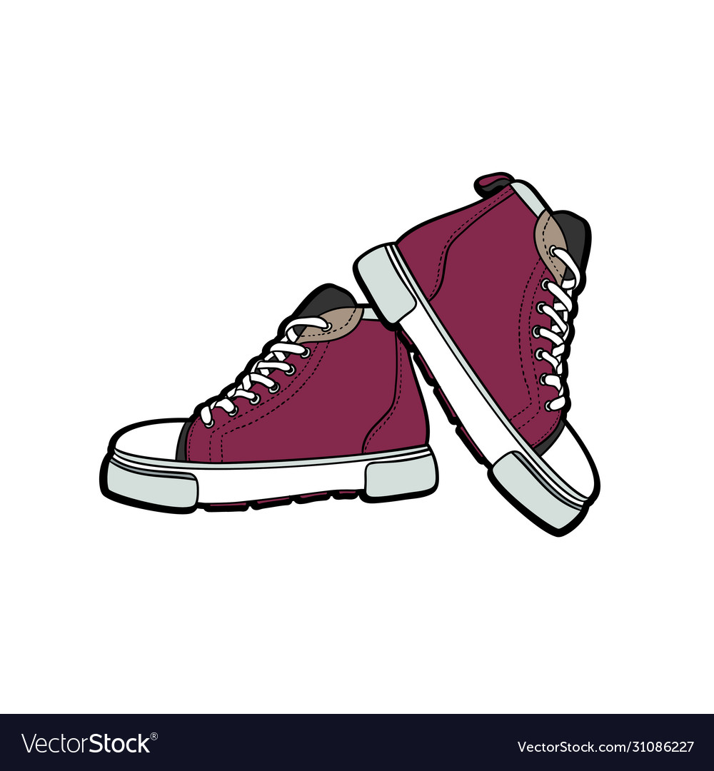 Sneakers shoes pair isolated hand drawn Vector Image Sneakers shoes pair isolated hand drawn